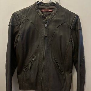 Comptoir Des Cotonniers Grey Goatskin Leather Jacket!  Vintage Look!  Size Small